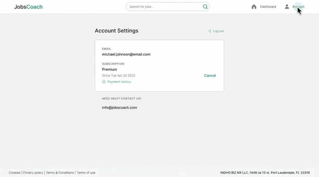 How to unsuscribe from JobsCoach: account