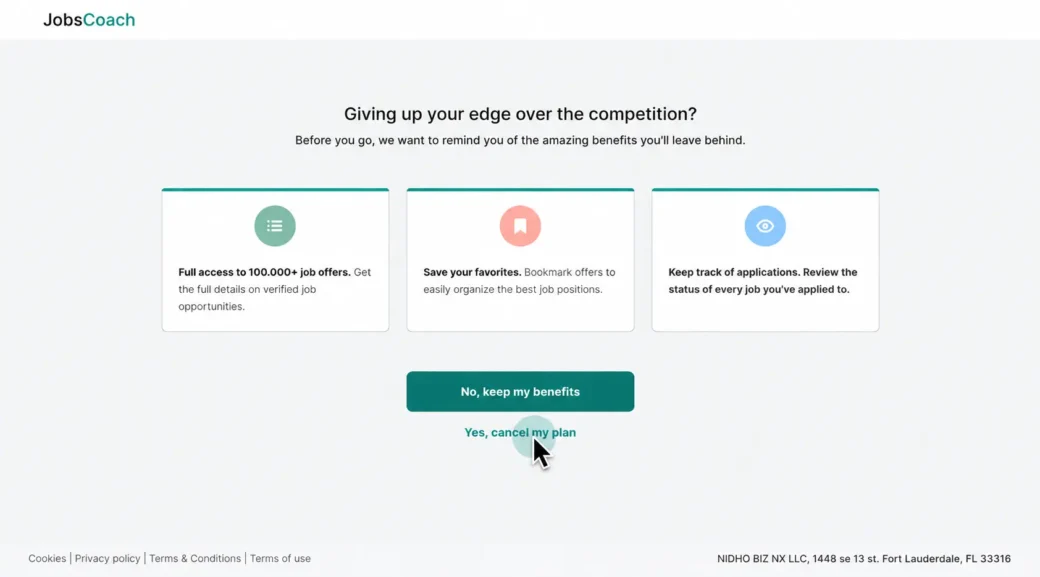 How to unsuscribe from JobsCoach: final step